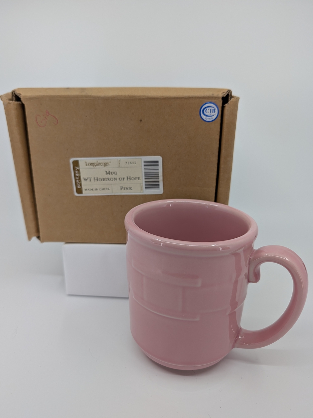 Longaberger Woven Traditions Horizon of Hope Ceramic Mug, Pink 31612